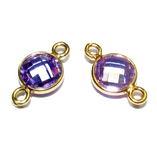14K Gold Filled Checkerboard Lavender Round Link Connector size 12x7 mm, Lavender gold filled link, Link connector, Jewelry making - 1 piece
