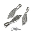 925 Sterling silver large Glue-On Feather Pendant Bail, sterling silver Bail, Jewelry making, Bail finding, Glue-On Bail - 1 piece
