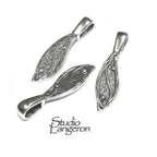 925 Sterling silver large Glue-On Feather Pendant Bail, sterling silver Bail, Jewelry making, Bail finding, Glue-On Bail - 1 piece