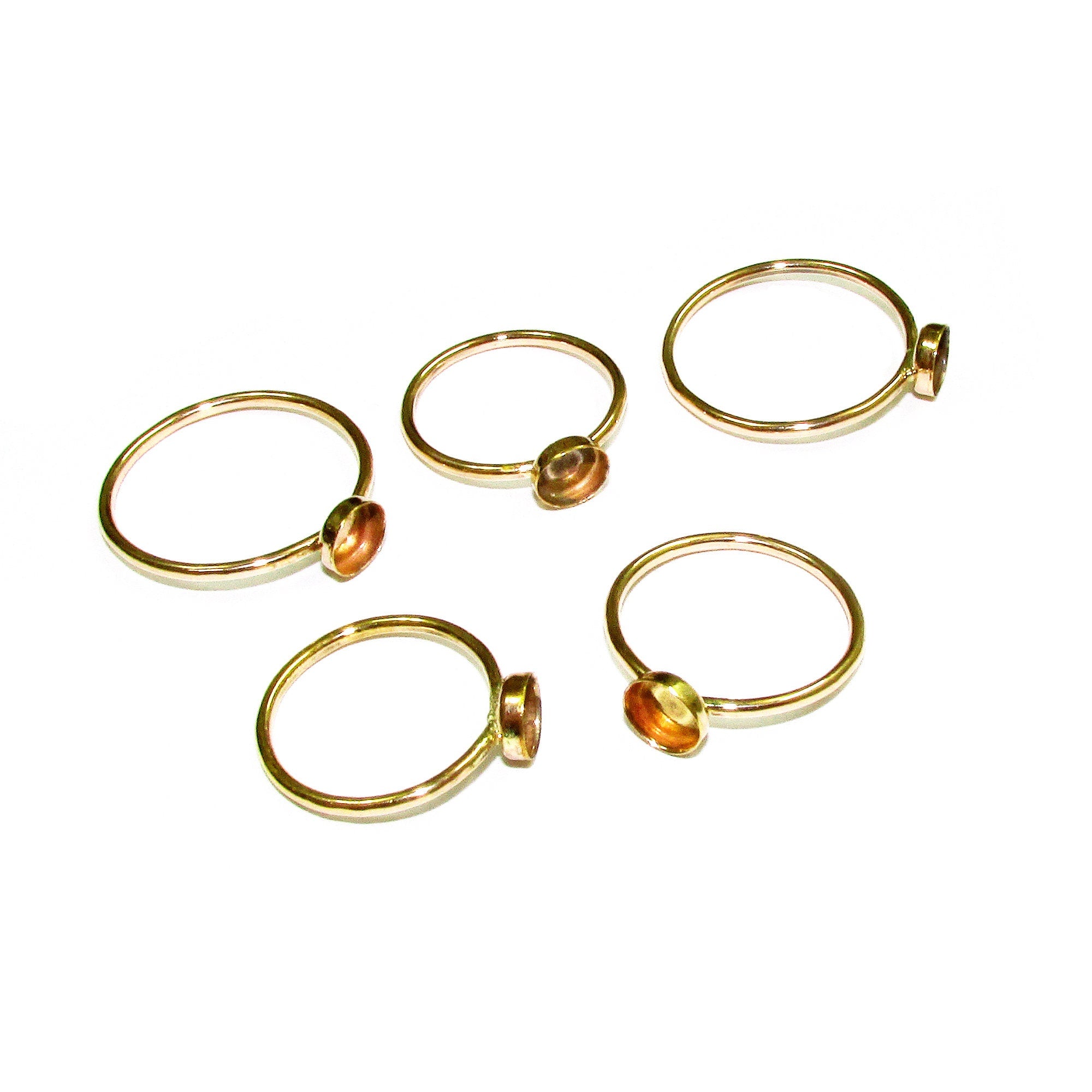 14K Yellow gold filled blank ring with bezel cup 4 mm size 4 - 11, Jewelry making, Gold filled ring, bezel cup, Setting ring - 1 piece
