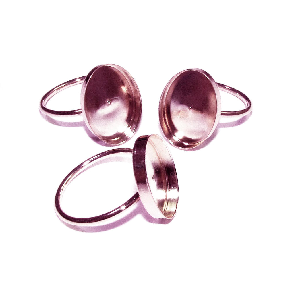 14K Rose gold filled blank ring with bezel cup 12x16 mm size 4 - 11, Base ring, Bezel cup, Setting, Jewelry making, Ring setting - 1 piece