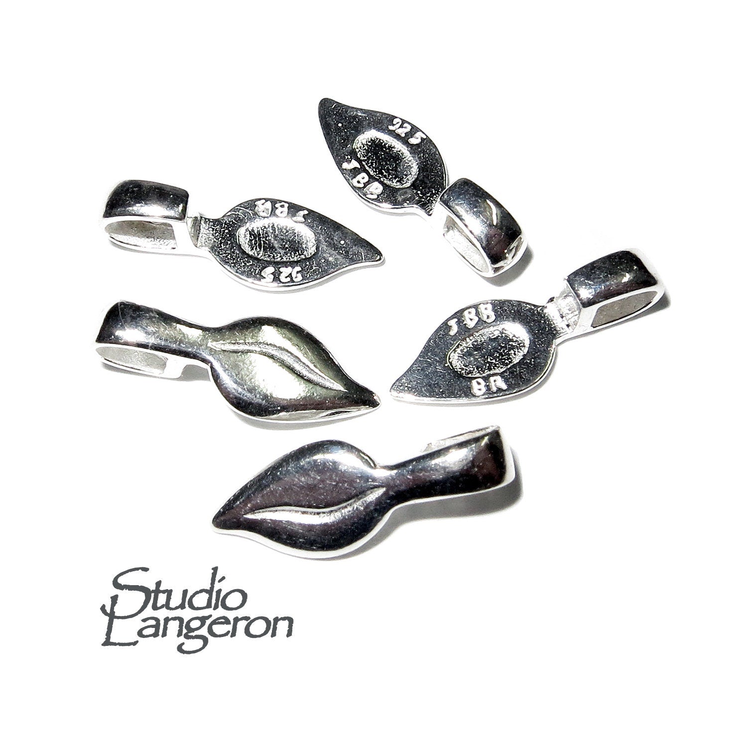 925 Sterling silver small Glue-on Flat Pad Pendant Bails, Silver Bail, Jewelry making, Bail finding, Glue-on bail, Bail - 1 piece