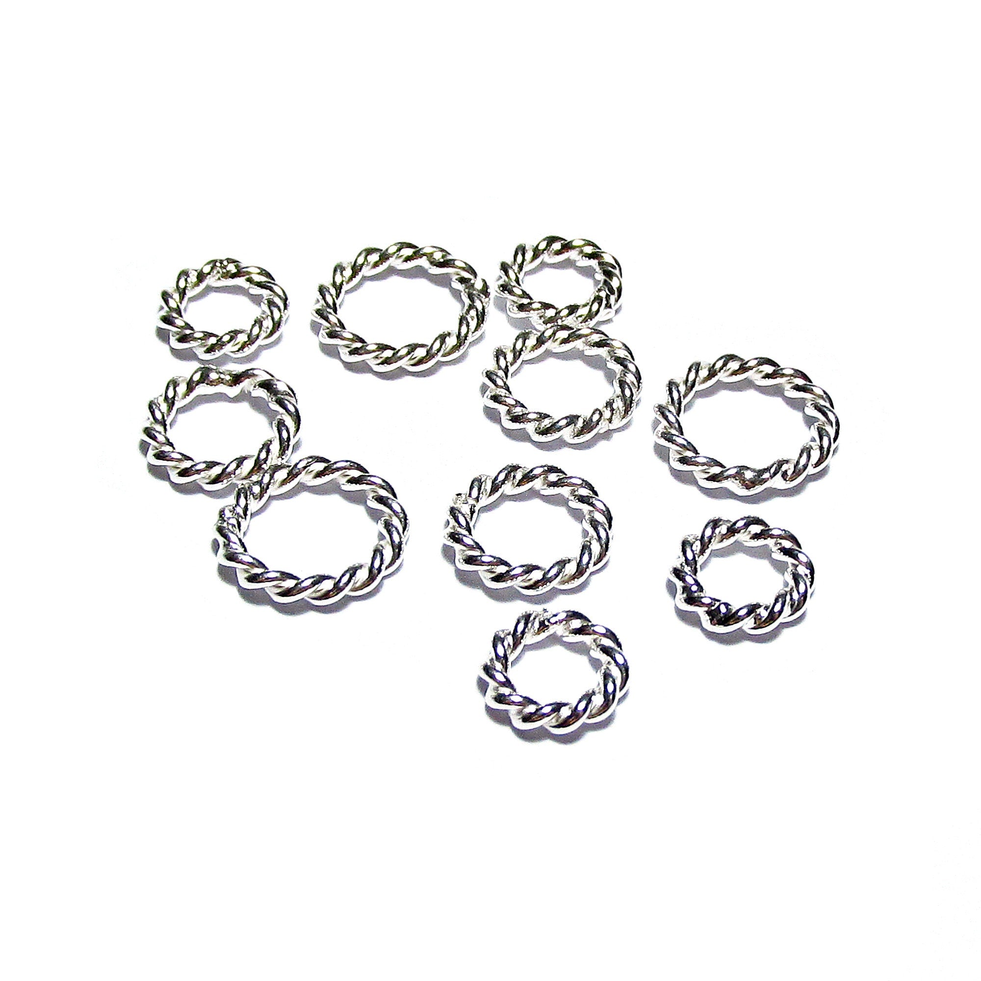 925 Sterling Silver closed Rings twist wire 1.3 mm, Inside Diameter 3.4, 4.4, 5.4 mm, Closed ring, Jewelry making, Rope-Style Ring - 1 piece