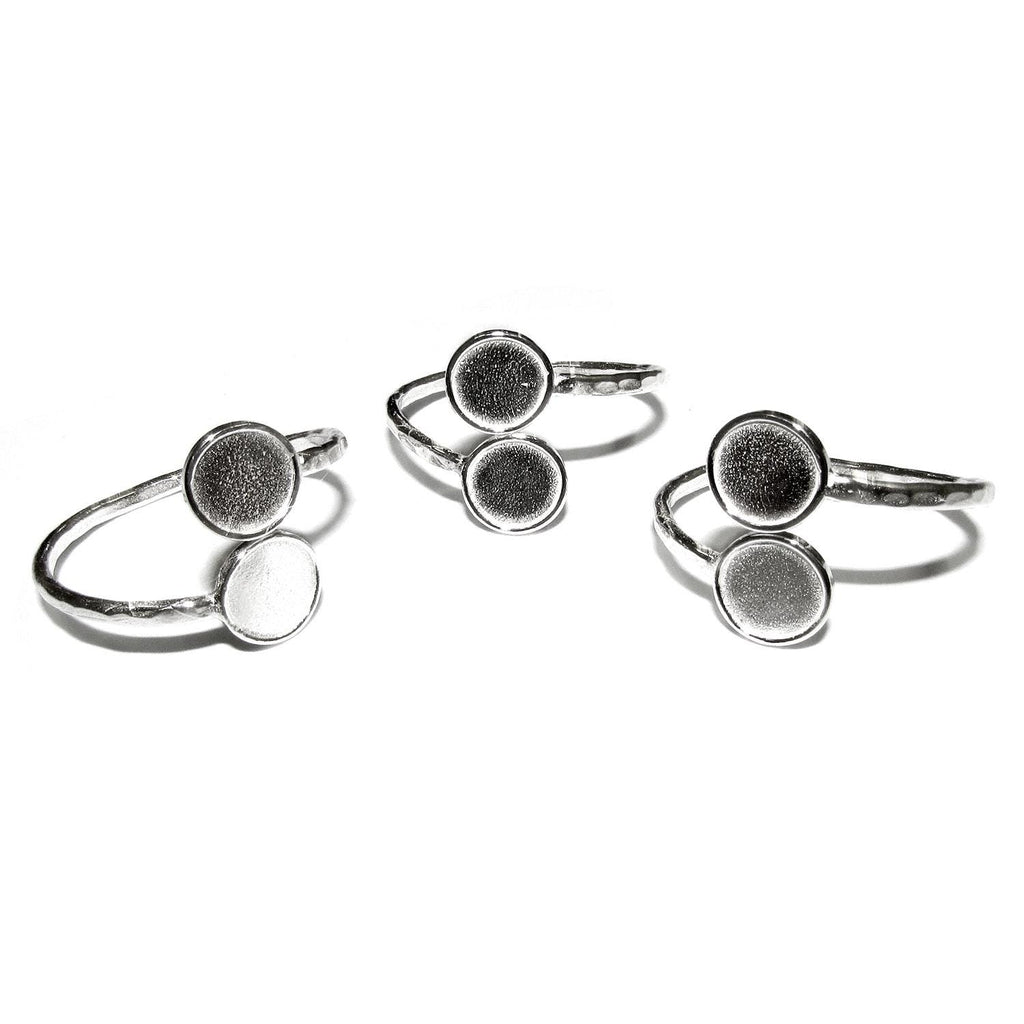 925 sterling silver open blank ring with a two bezel cups for cabochon 6 mm, silver ring, base ring, silver ring, jewelry making - 1 piece