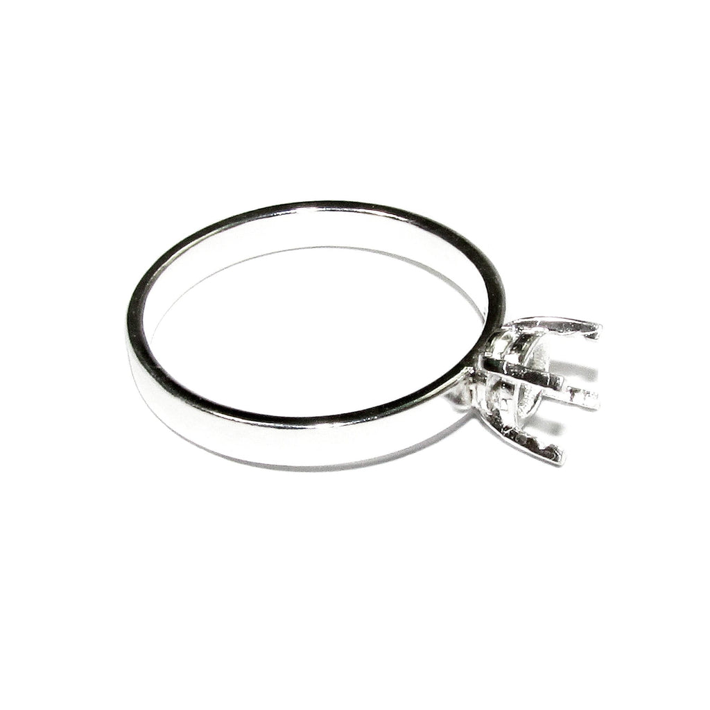 925 sterling silver blank ring with 4-prong setting 6 mm size 4-11, silver ring, Jewelry making, base ring, Setting, Prong setting - 1 piece