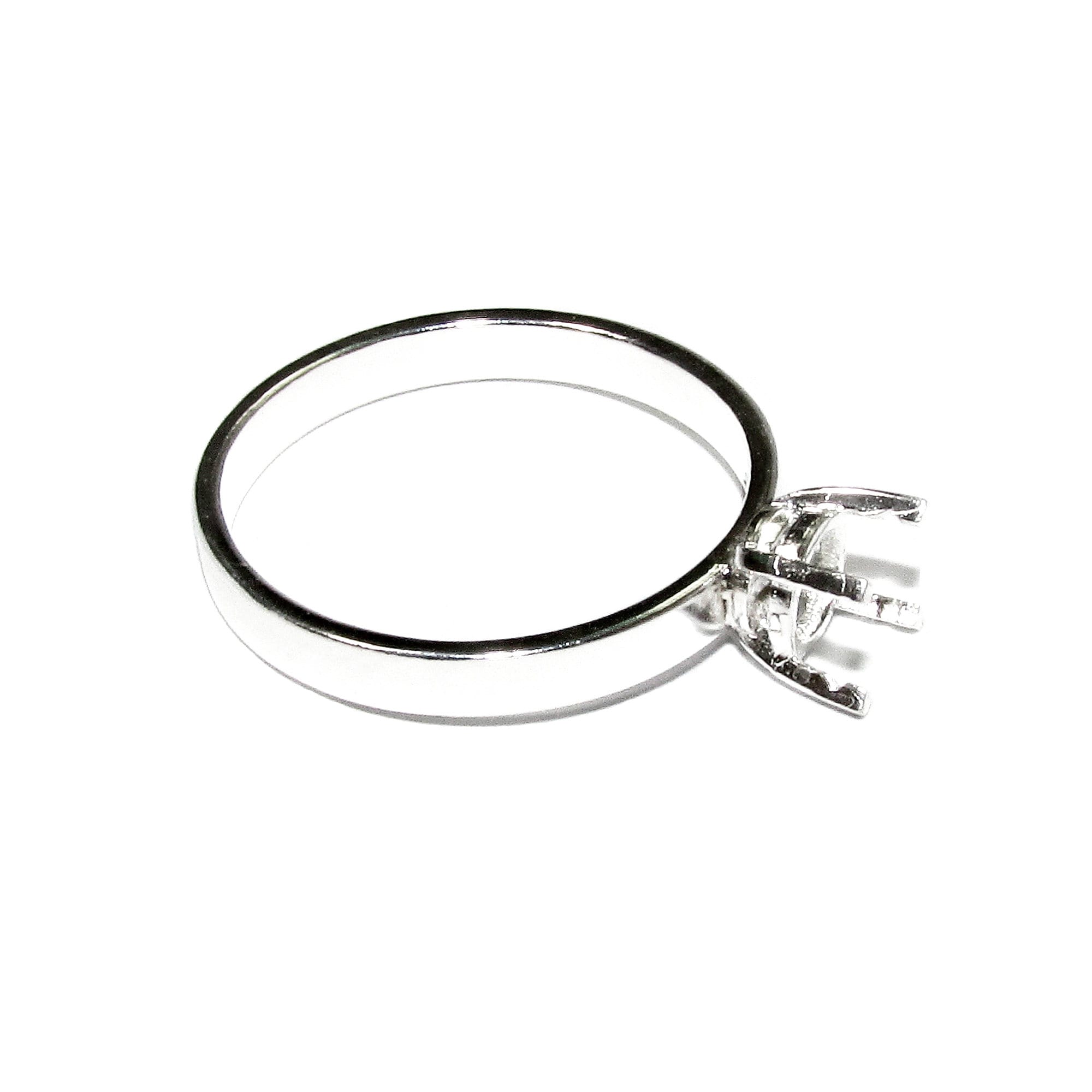 925 sterling silver blank ring with 4-prong setting 6 mm size 4-11, silver ring, Jewelry making, base ring, Setting, Prong setting - 1 piece