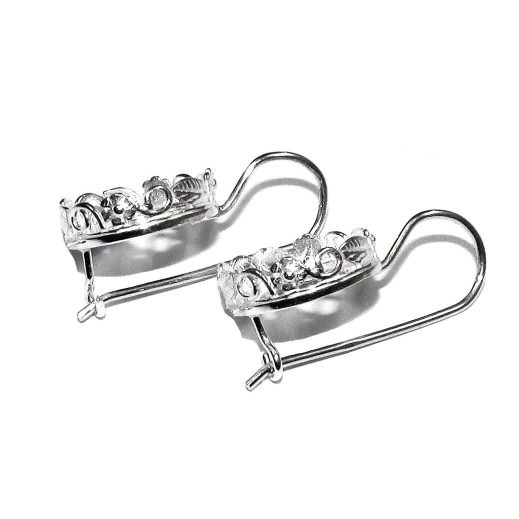 12 mm 925 sterling silver blank earrings with bezel cup, Jewelry making, Setting, bezel cup, base earrings, 925 Silver - 1 pair (2 pieces)