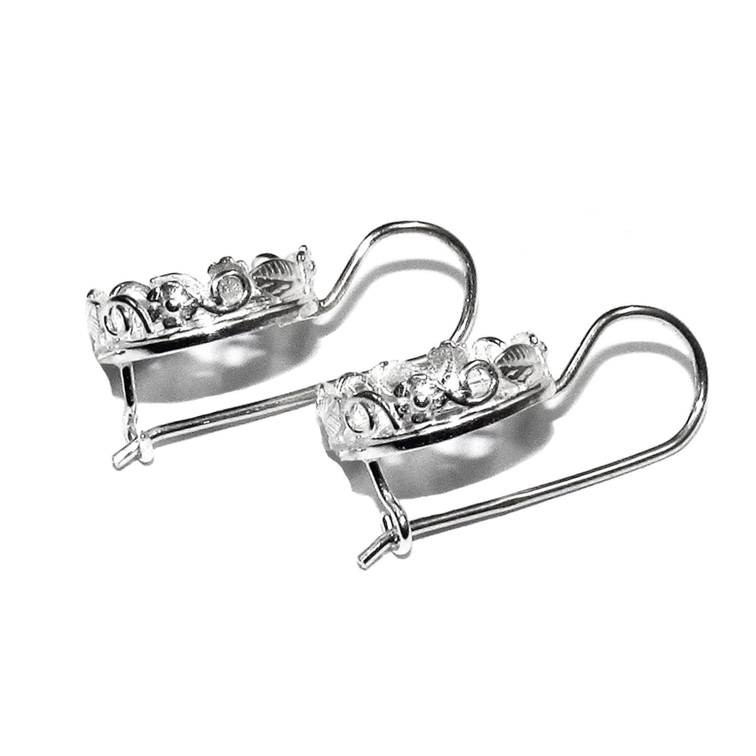 12 mm 925 sterling silver blank earrings with bezel cup, Jewelry making, Setting, bezel cup, base earrings, 925 Silver - 1 pair (2 pieces)