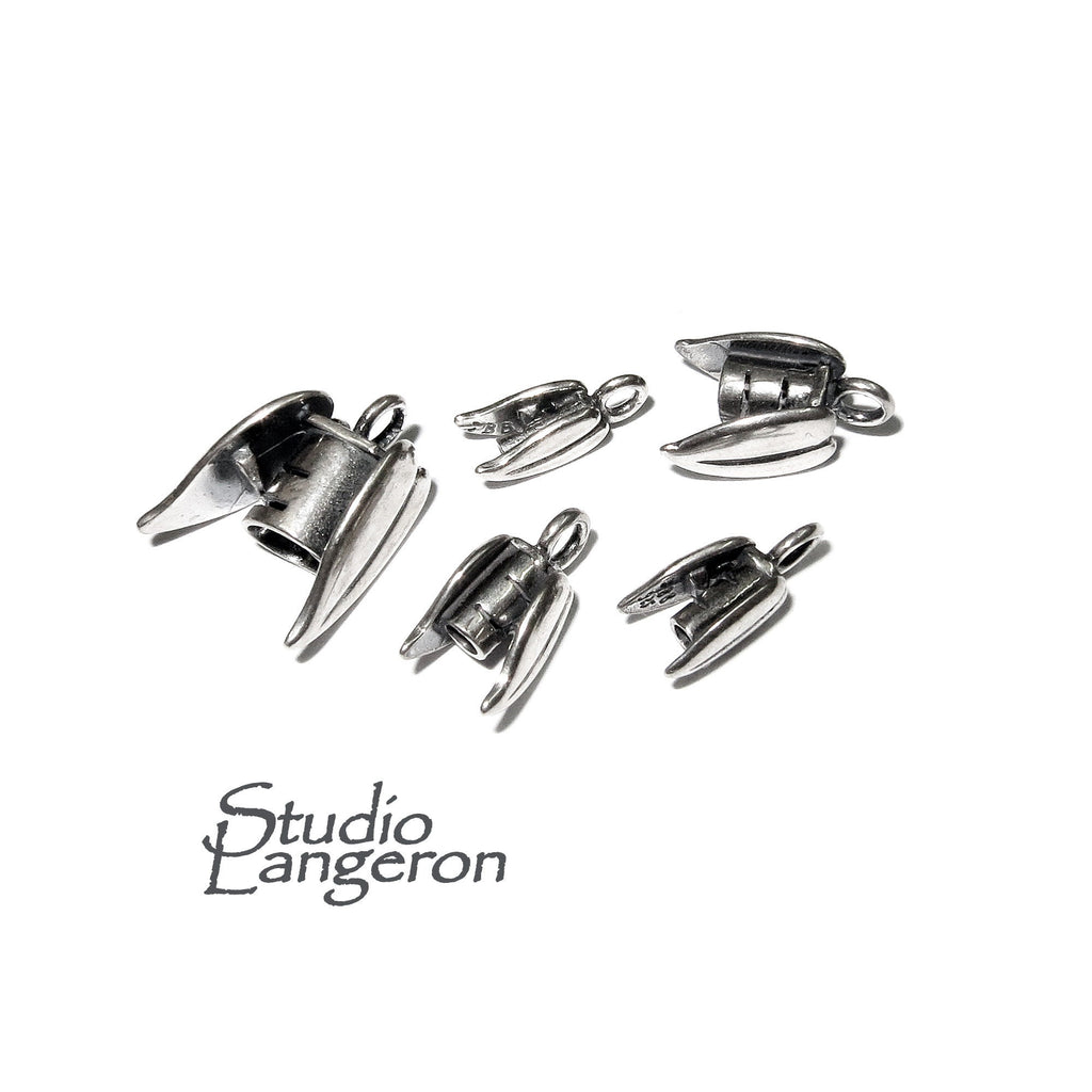 925 sterling silver Crimp End Caps size 1.0, 1.5, 2.0, 3.0, 5.0 mm, silver end cup, crimp end cup, Jewelry making - 1 pair (2 piece)