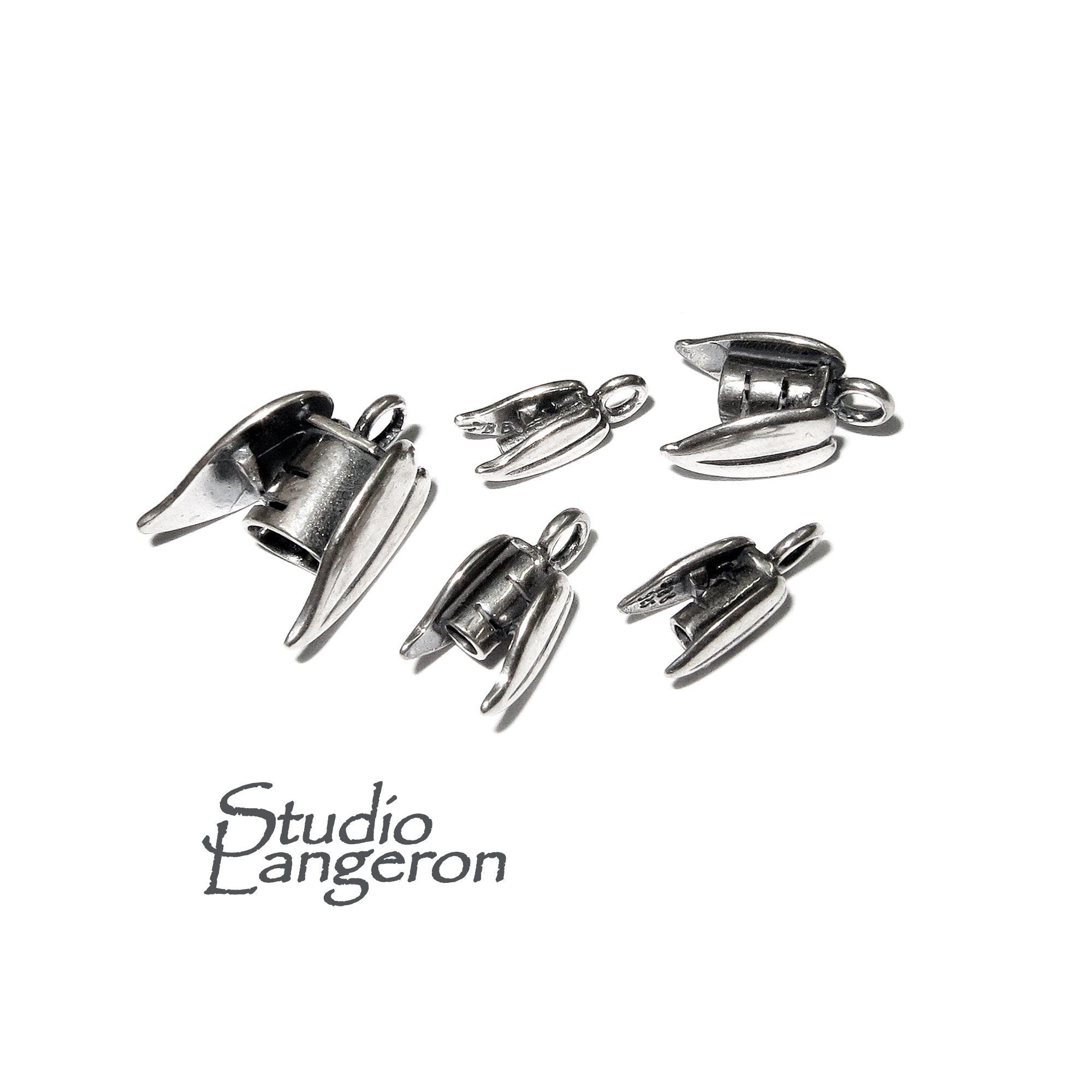 925 sterling silver Crimp End Caps size 1.0, 1.5, 2.0, 3.0, 5.0 mm, silver end cup, crimp end cup, Jewelry making - 1 pair (2 piece)