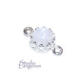 925 Sterling Silver natural moonstone round Link Connector size 14x7mm, Natural moonstone silver link, Jewelry making, Connector - 1 piece