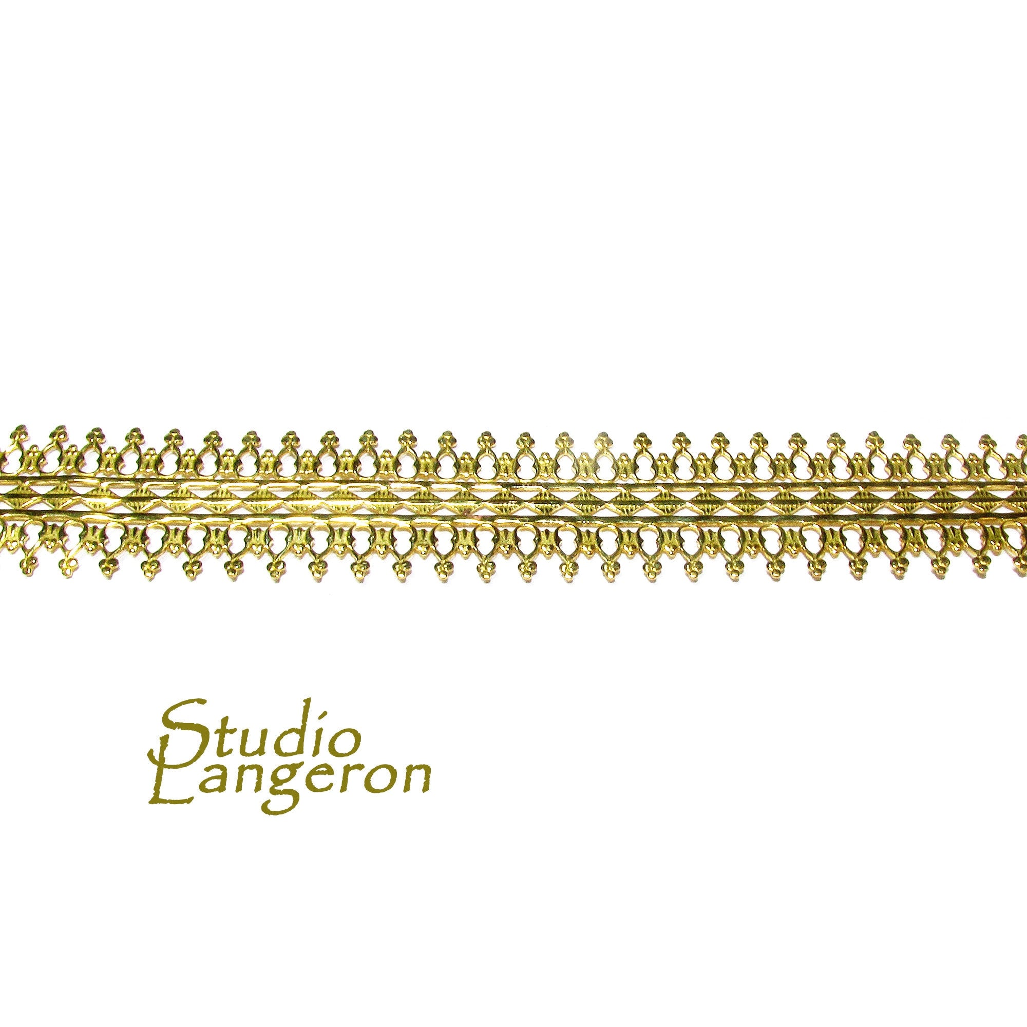 Natural Brass Gallery wire, Brass wire, Gallery pattern, Gallery ribbon, Wire, Jewelry making, Brass findings, Setting - 4 inch (10 cm)
