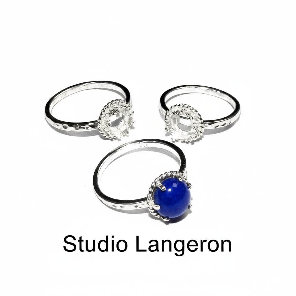 6 mm 925 sterling silver blank ring with bezel cup size 4, 5, 6, 7, 8, silver ring, bezel cup, Jewelry making, base ring, setting - 1 piece