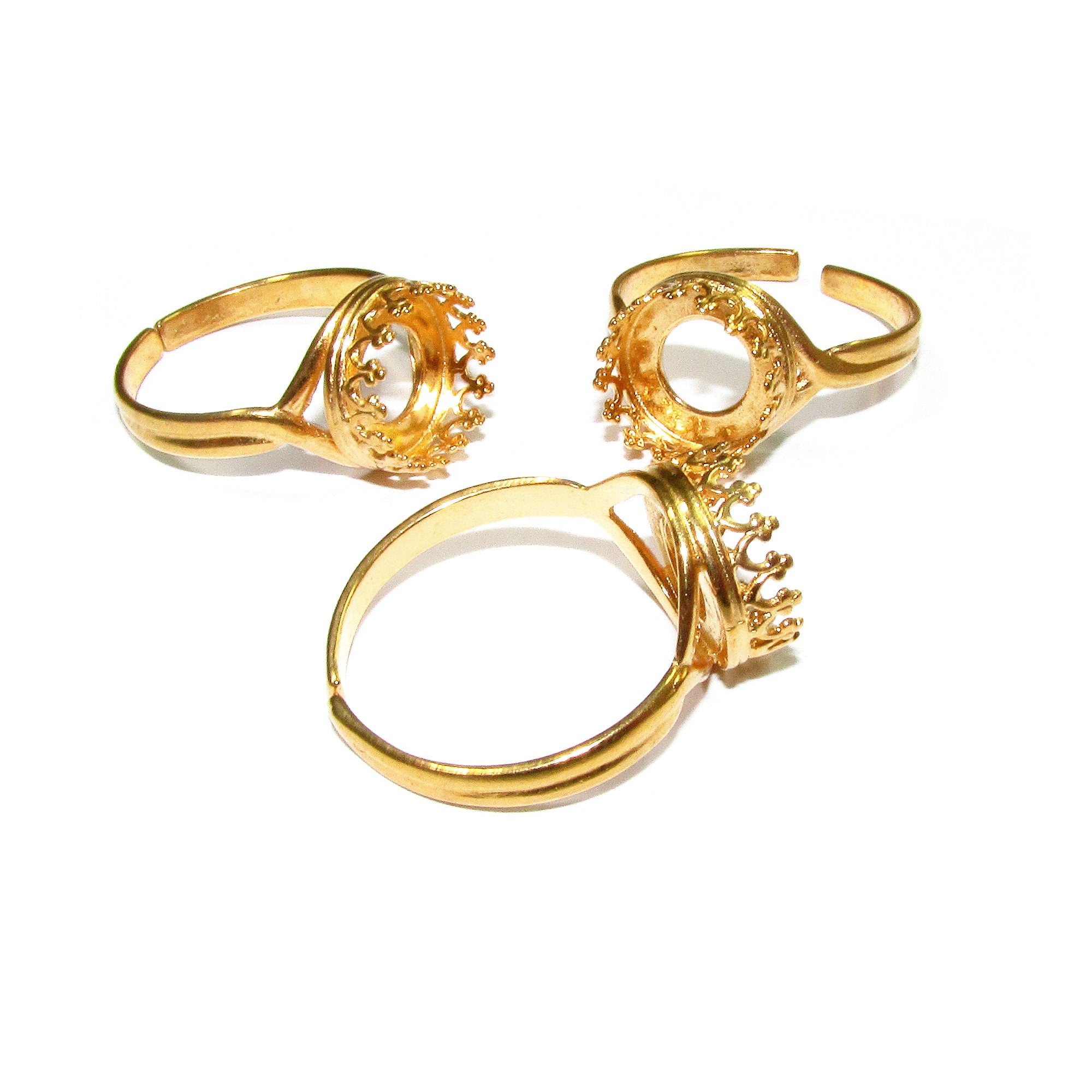 14K Yellow gold filled open blank ring with bezel cup 10 mm, base ring, setting, bezel cup, jewelry making, ring gold filled - 1 piece