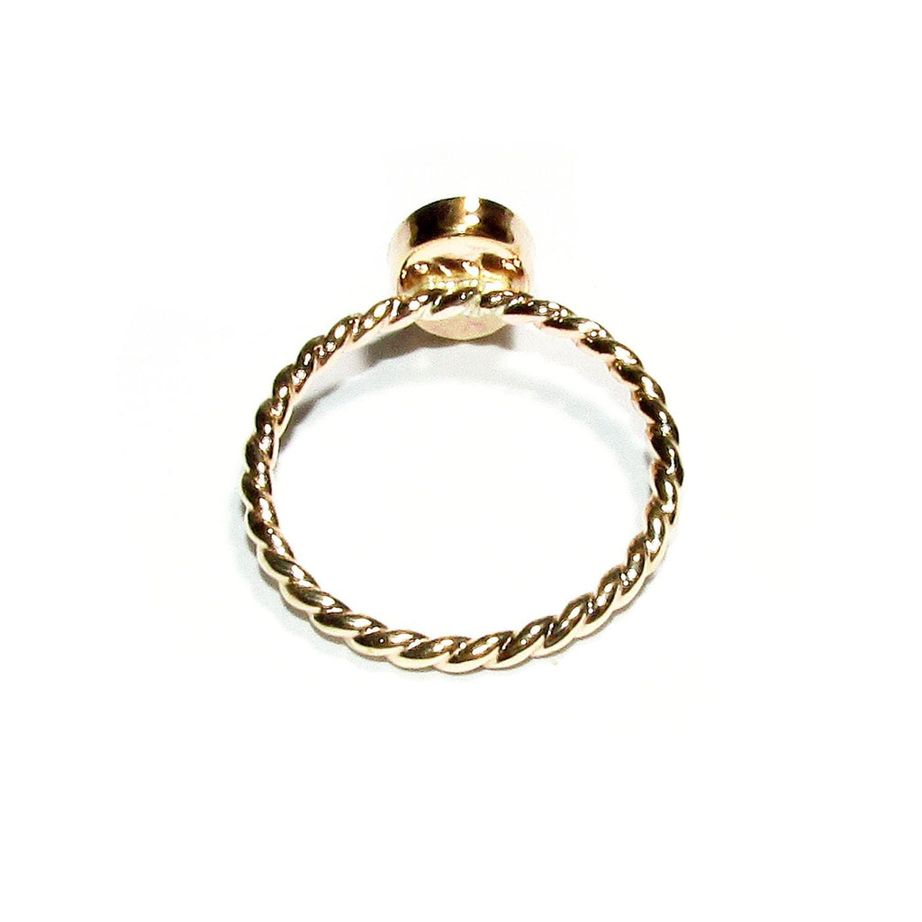 14K Yellow gold filled twisted blank ring with bezel cup 6x8mm size 4 - 11, Base ring, Bezel cup, Jewelry making, Setting - 1 piece