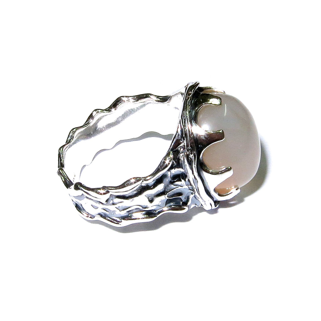 Statement Natural White opal ring 925 sterling silver size 8, Handmade ring, single copy, sterling silver, White opal, silver ring, gemstone