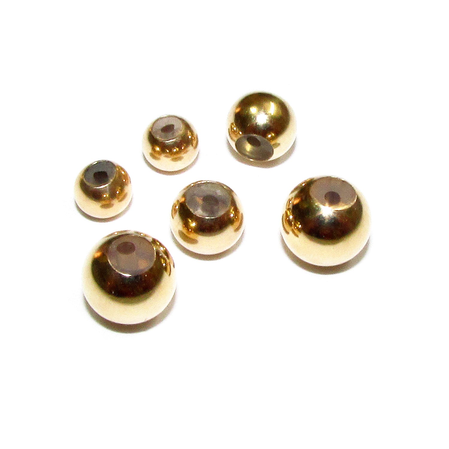 14K Yellow Solid gold round "Smart" Beads with Silicone size 4, 5, 6 mm, Smart beads, Jewelry making, 14K gold beads, Solid gold - 1 piece