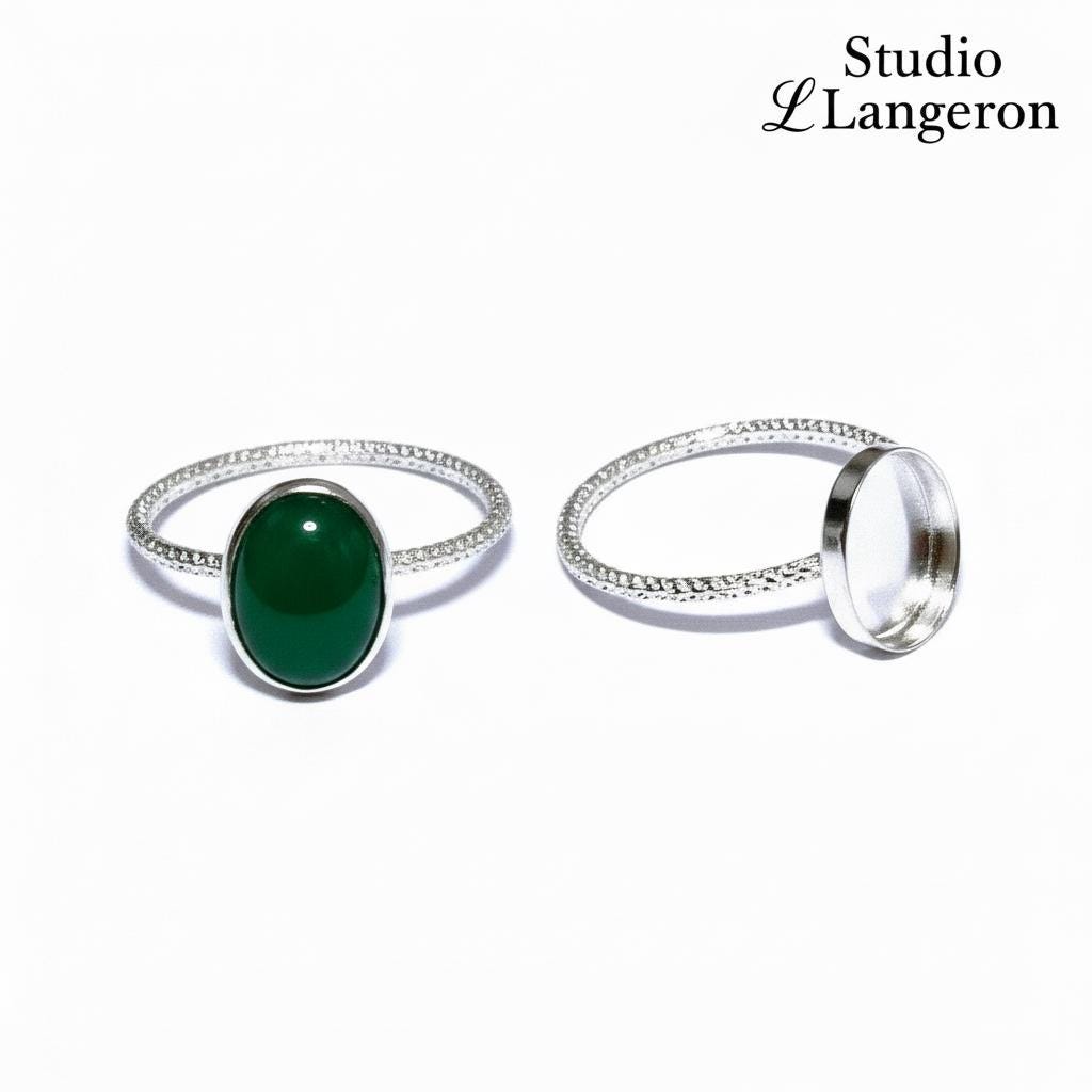 925 Sterling silver blank ring with bezel cup 7x9mm size 4, 5, 6, 7, 8, 9, 10, 11, Jewelry making, bezel cup, base ring, Setting - 1 piece