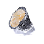 Statement Rutile quartz ring 925 sterling silver size 8 1/2, single copy, Silver ring, natural Rutile quartz, Statement ring, Handmade ring