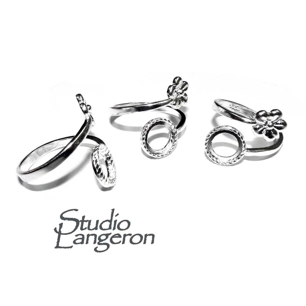 925 sterling silver open blank ring with bezel cup 8 mm, bezel cup, silver ring, base ring, Jewelry making, Setting - 1 piece