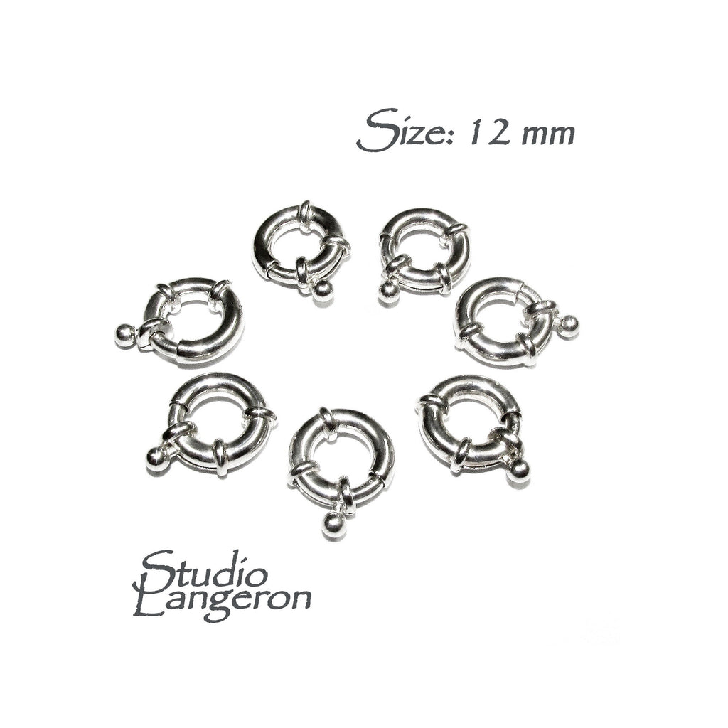 925 Sterling Silver Spring ring Clasps sizes 12 mm, Spring ring clasp, Jewelry making, Sterling silver, 925 Silver clasp, Clasp - 1 piece