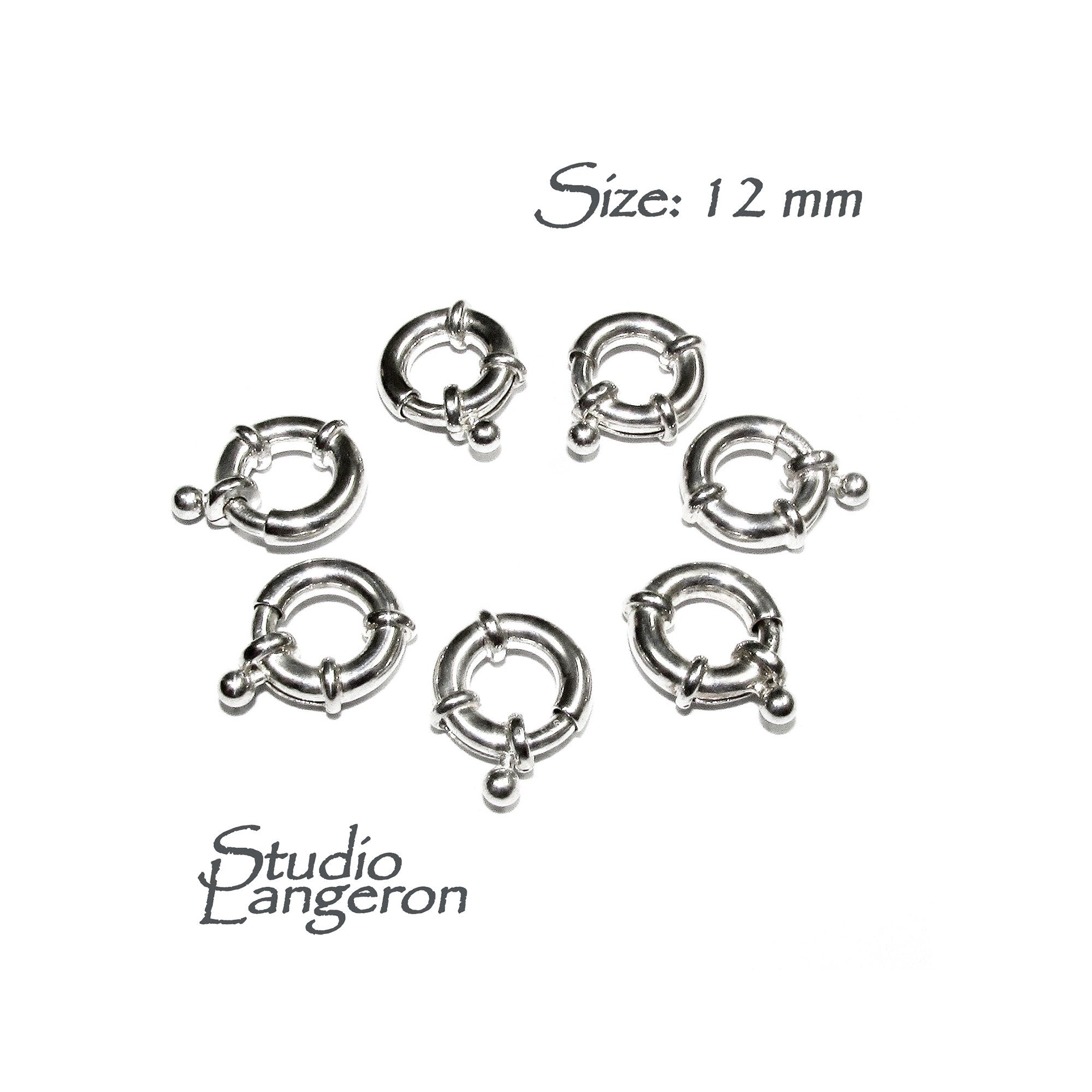 925 Sterling Silver Spring ring Clasps sizes 12 mm, Spring ring clasp, Jewelry making, Sterling silver, 925 Silver clasp, Clasp - 1 piece
