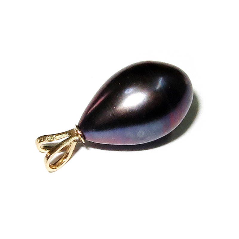 14K Pure Solid Yellow Gold Genuine Pearl Pendant, 14K Solid gold, Genuine pearl, Perl pendant, Elegant gift, Beautiful pendant, Black Pearl