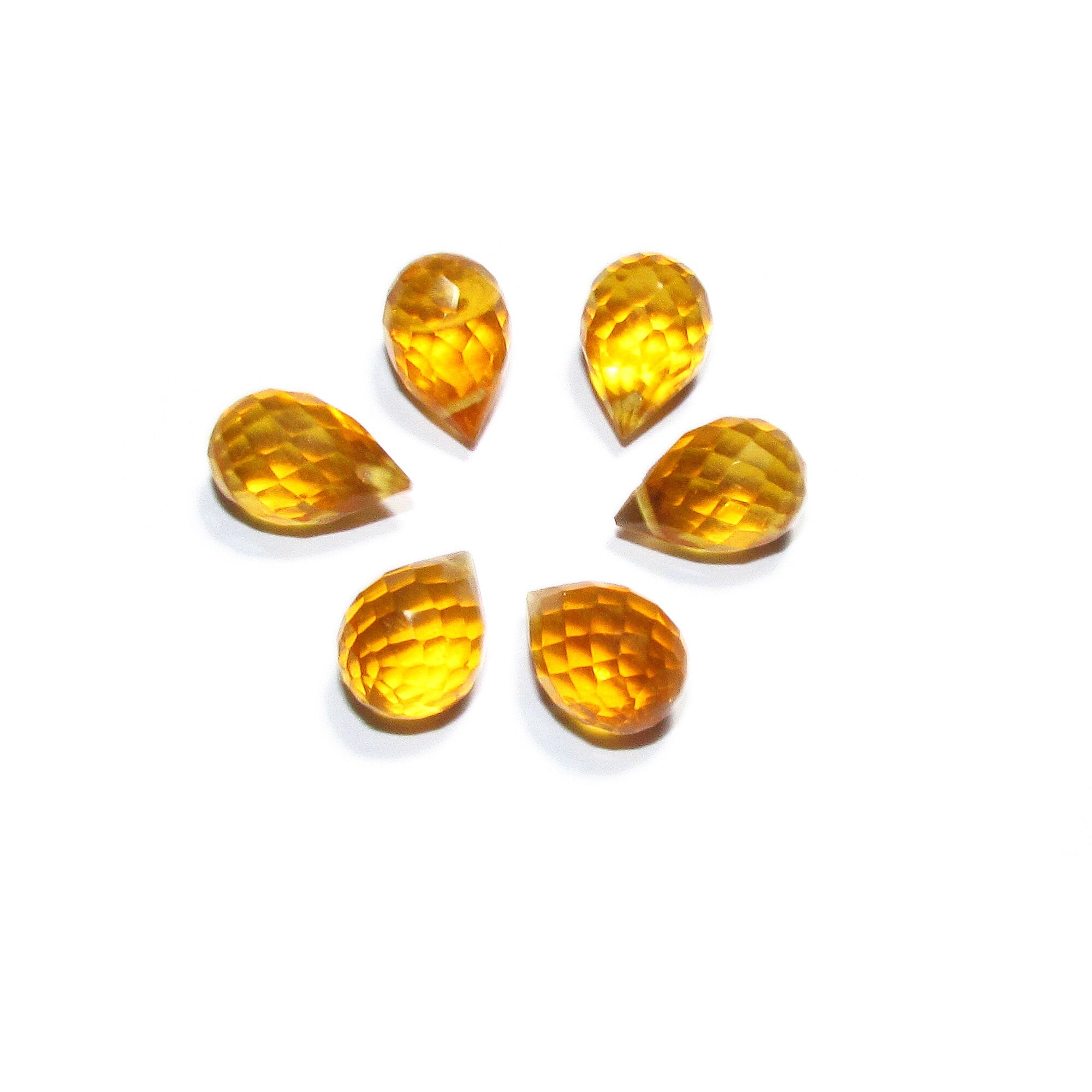 Natural Citrine Teardrop faceted Beads size 10x7 mm, Citrine Gemstone, Jewelry making, Natural Gemstone Teardrop beads - 1 piece