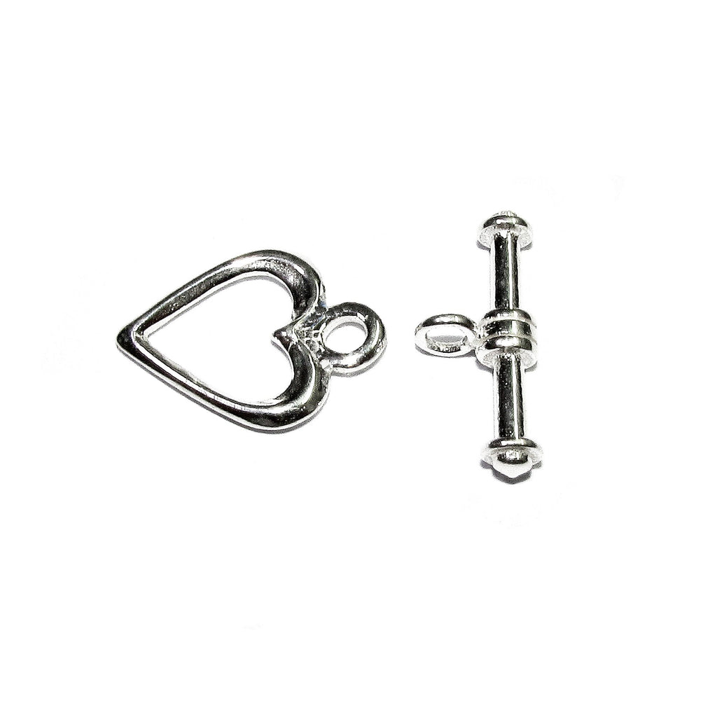 925 Sterling Silver Heart Toggle Clasp size 12 mm, Toggle heart clasp, Clasp, Sterling silver, Jewelry making, Silver clasp - 1 piece