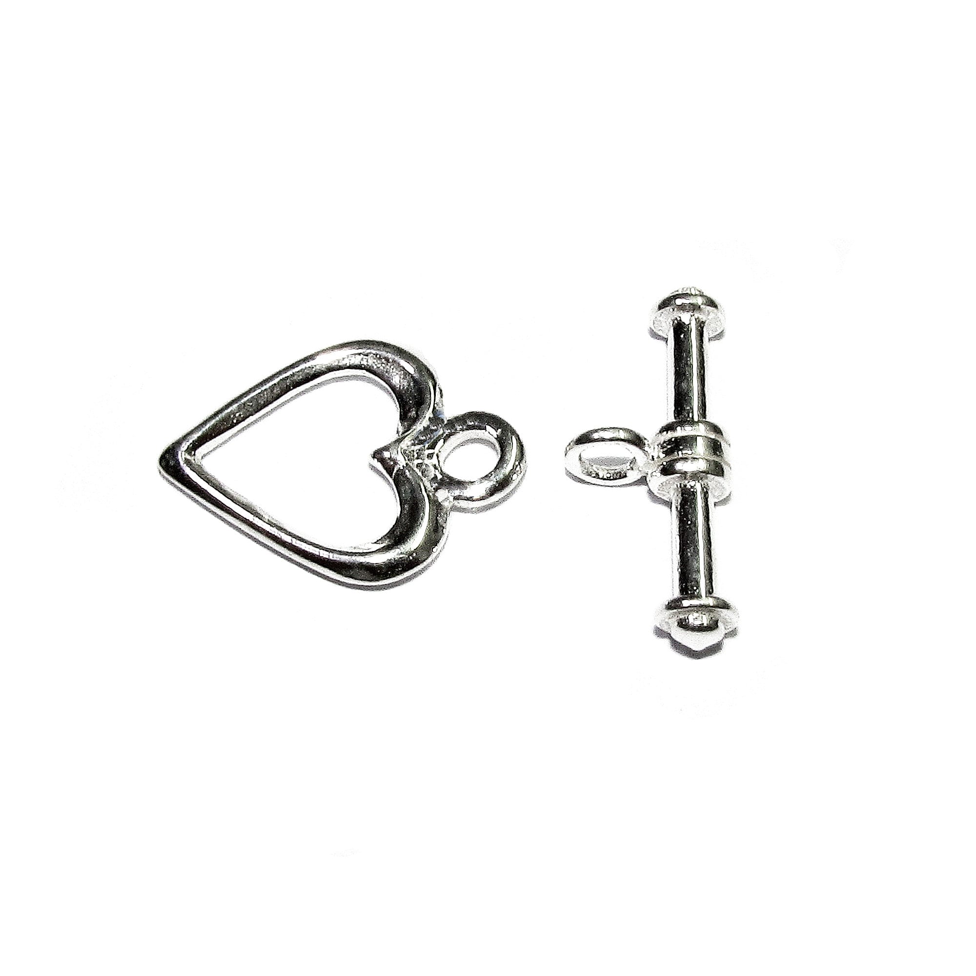 925 Sterling Silver Heart Toggle Clasp size 12 mm, Toggle heart clasp, Clasp, Sterling silver, Jewelry making, Silver clasp - 1 piece