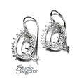 10 mm 925 sterling silver blank earrings with bezel cup, Setting, bezel cup, 925 silver, base earrings, Jewelry making - 1 pair (2 piece)