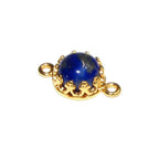 14K Gold Filled natural Lapis lazuli round Link Connector size 14x7mm, Natural Lapis lazuli silver link, Jewelry making, Connector - 1 piece