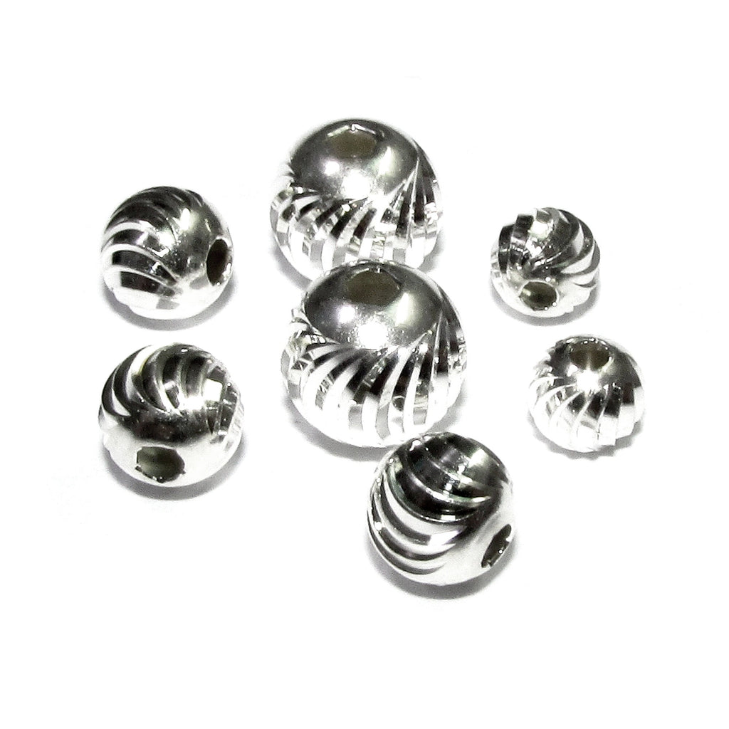925 sterling silver diamond cut shiny beads size 3 - 8 mm, diamond cut beads, sterling silver beads, Jewelry making, silver beads - 1 piece