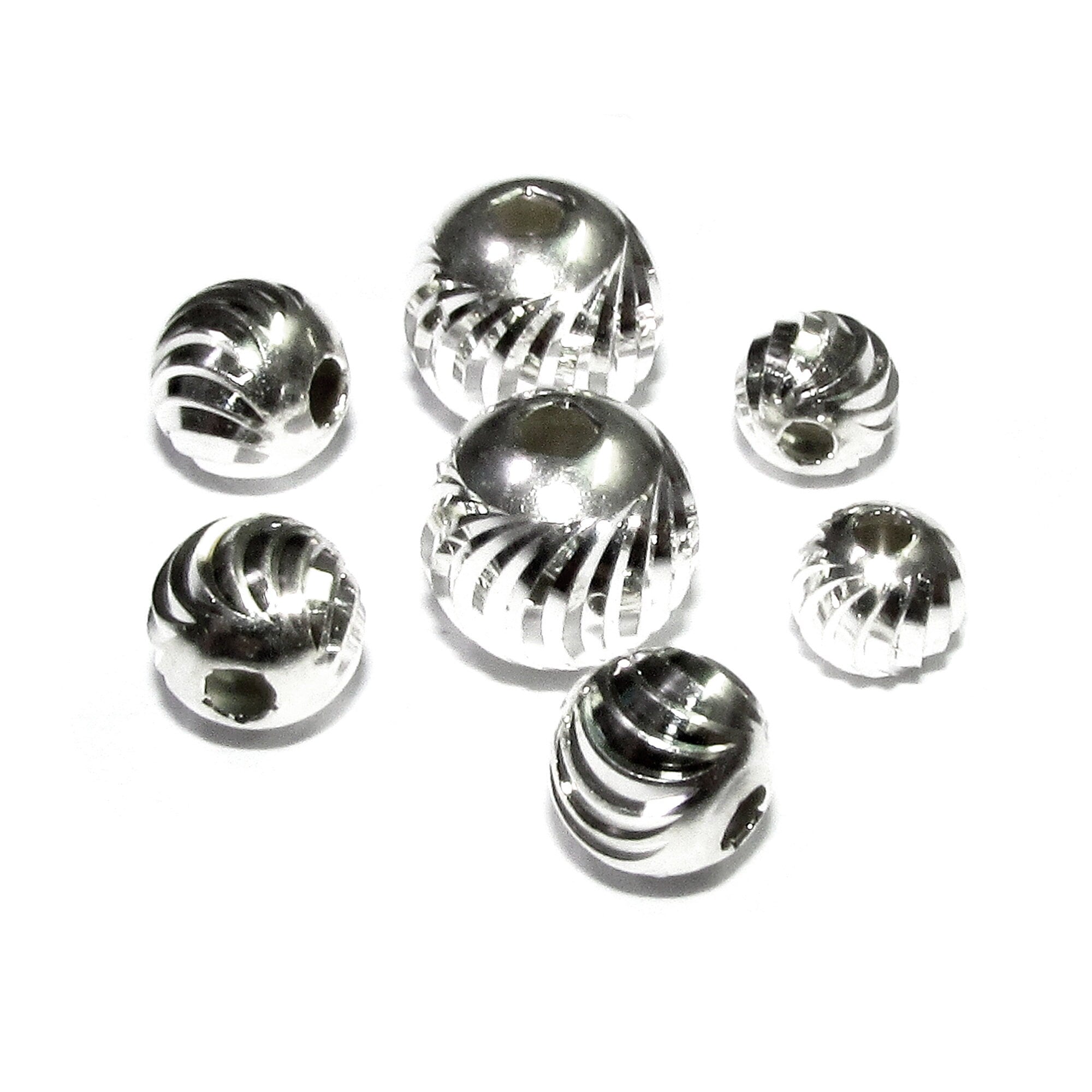 925 sterling silver diamond cut shiny beads size 3 - 8 mm, diamond cut beads, sterling silver beads, Jewelry making, silver beads - 1 piece