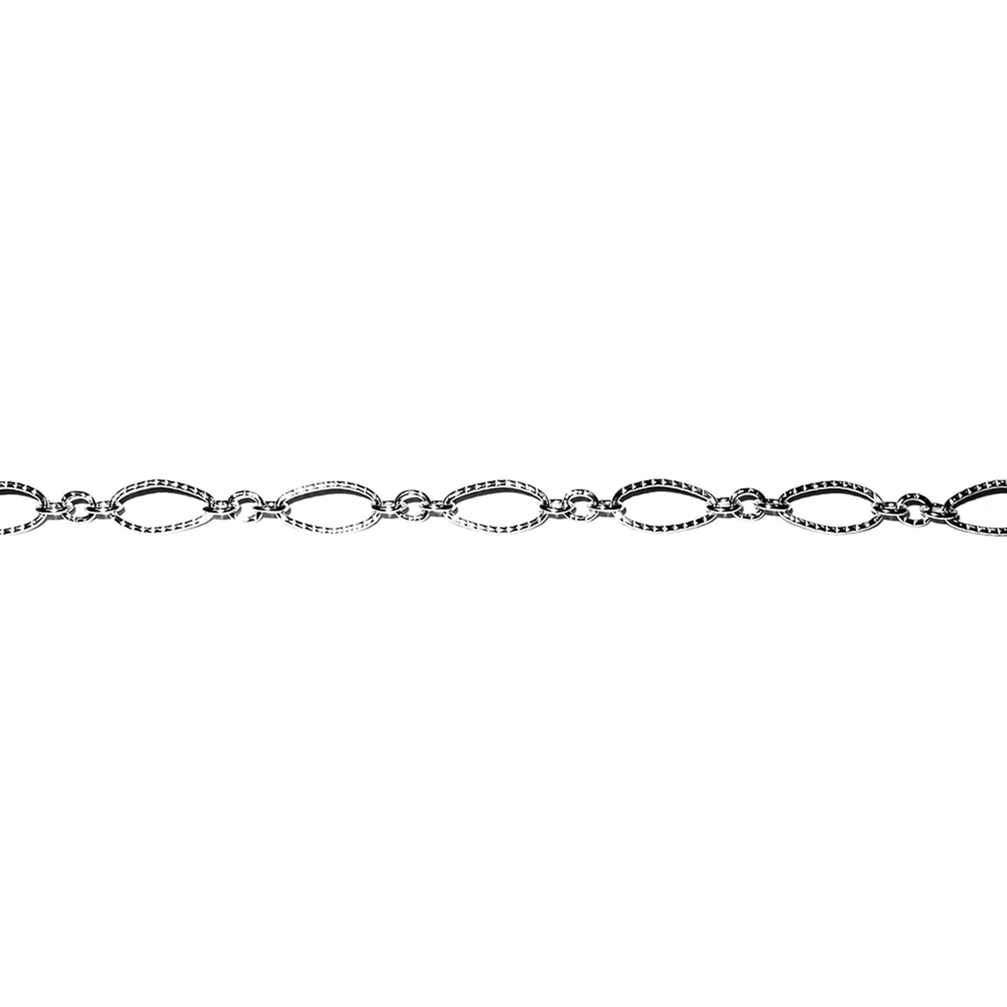 925 Sterling Silver 4.0 mm Patterned Oval Long & Short Chains, 925 silver chain, patterned silver chain, Jewelry making - 1 Ft (30 cm)
