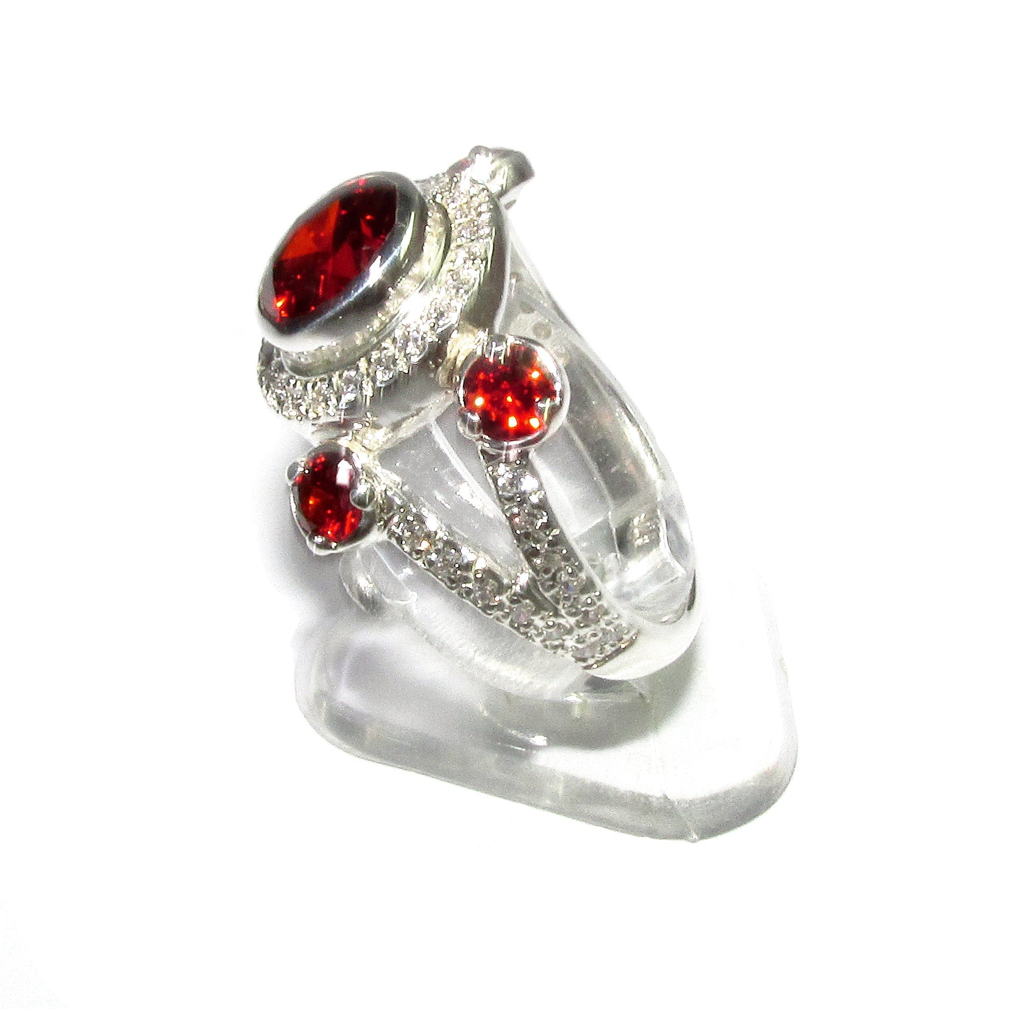 Statement Garnet ring 925 sterling silver size 8, Handmade ring, single copy, sterling silver, Garnet ring,  silver ring, red gemstone
