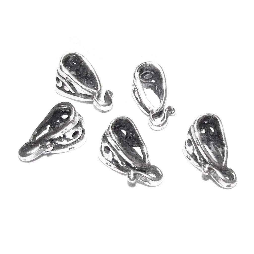 925 Sterling silver delicate filigree Pendant Bails with hook, Bail with hook, sterling silver Bail, Bail finding, Jewelry making - 1 piece