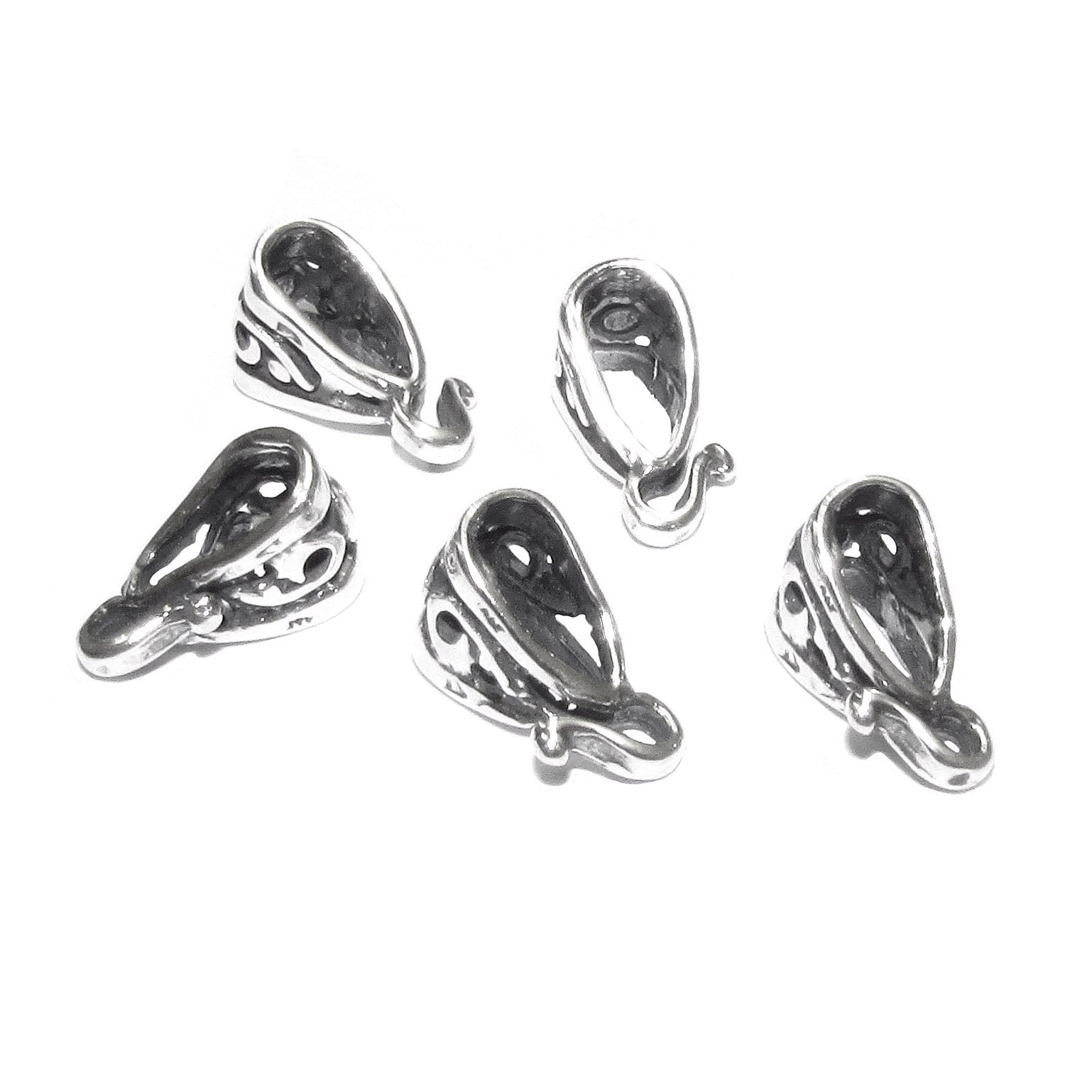 925 Sterling silver delicate filigree Pendant Bails with hook, Bail with hook, sterling silver Bail, Bail finding, Jewelry making - 1 piece