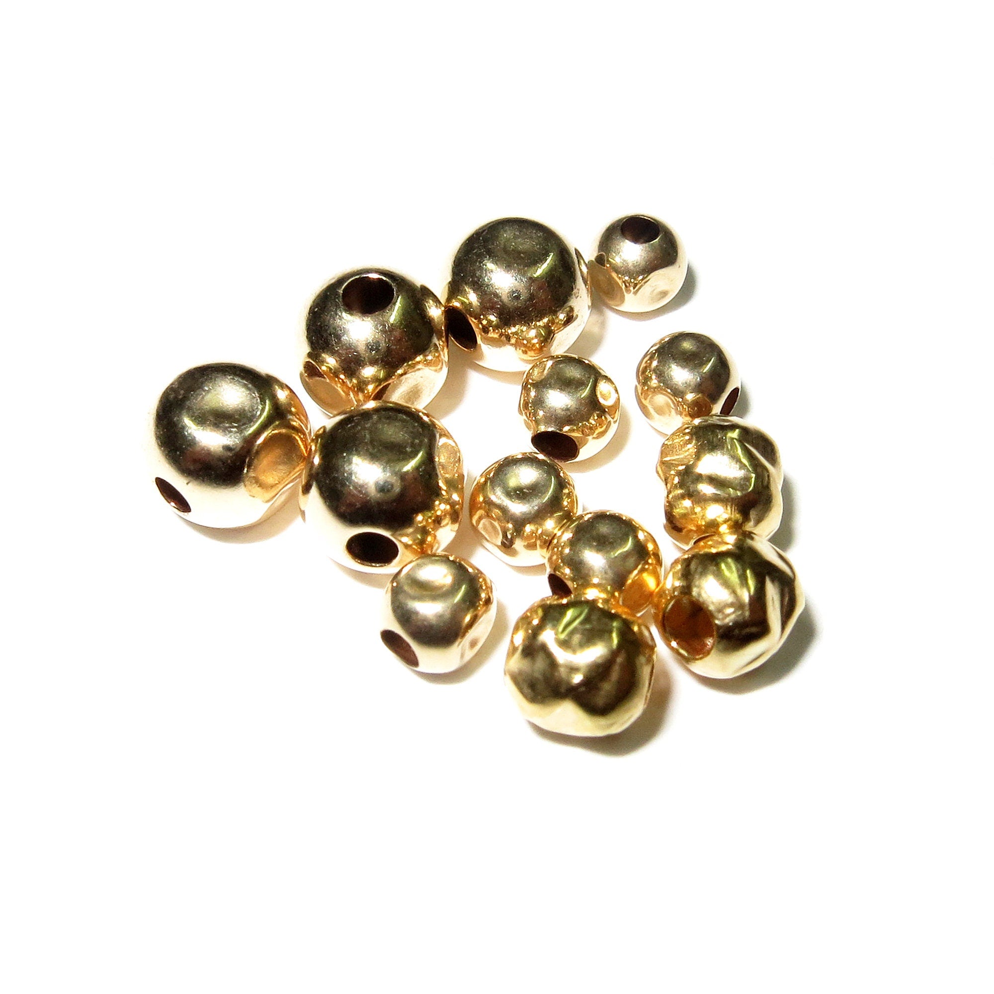 14K yellow gold filled hammered beads size 3.0-12.0 mm, Hammered gold filled beads, Jewelry making, gold filled beads - 1 piece