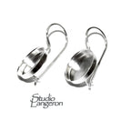 14 mm 925 sterling silver blank earrings with bezel cup, Jewelry making, Setting, bezel cup, base earrings, 925 silver - 1 pair (2 piece)