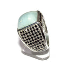Amazonite man handmade ring 925 sterling silver size 9 1/2, single copy, sterling silver, natural Amazonite, man ring, Handmade ring