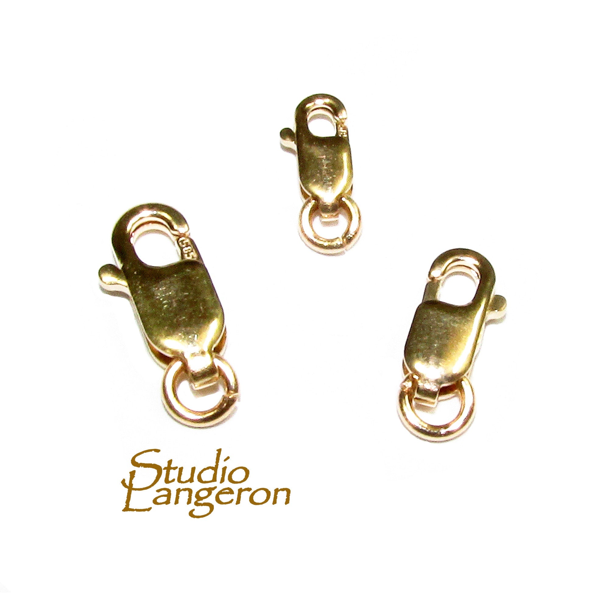 14K Yellow solid Gold Oval Lobster Clasp, Gold clasp, Lobster clasp, 14K Solid gold, Jewelry making, 14K Gold findings - 1 piece