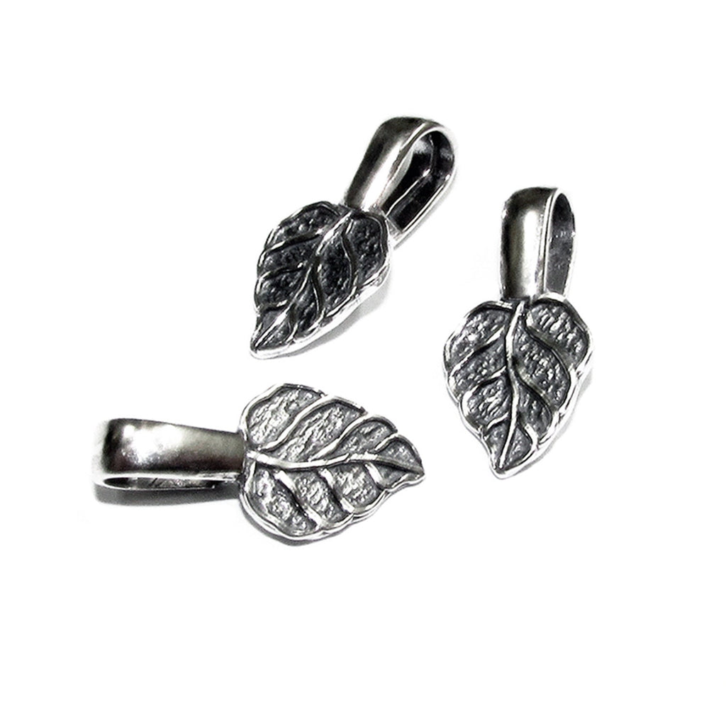 925 Sterling silver medium Glue-On Leaf Pendant Bail, Flat Pad Pendant Bails, Silver Bail, Jewelry making, Bail finding - 1 piece