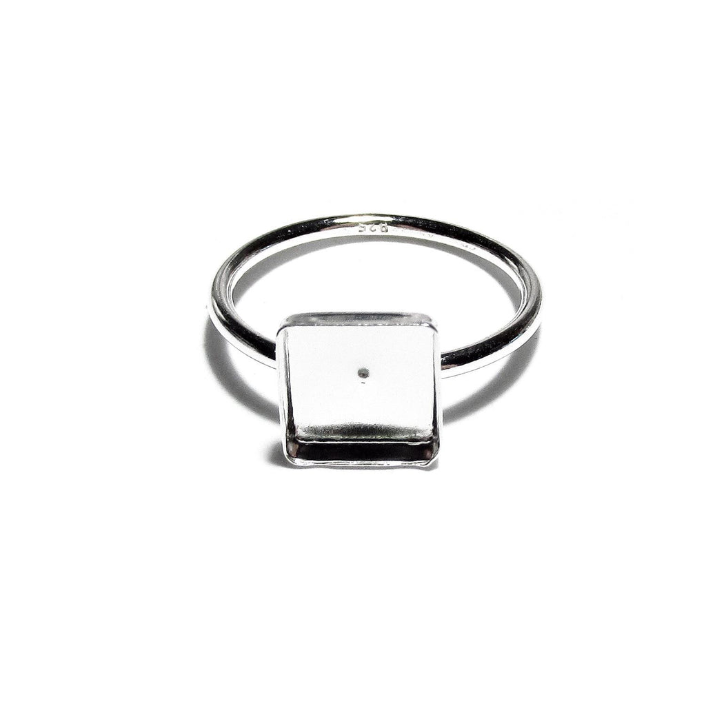 925 sterling silver blank ring with bezel cup 8x8mm size 4, 5, 6, 7, 8, 9, 10, 11, silver ring, bezel cup, setting, base ring - 1 piece
