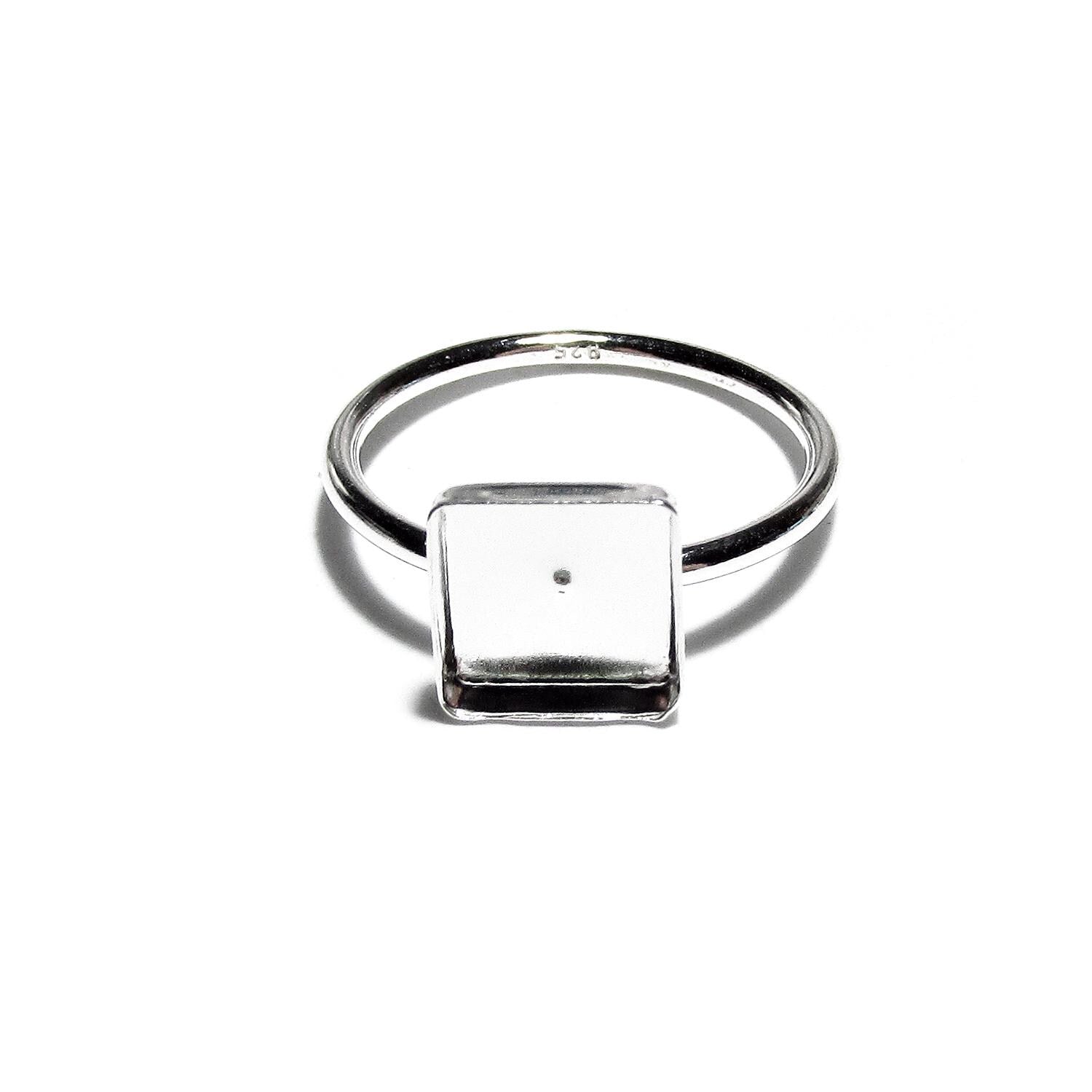925 sterling silver blank ring with bezel cup 8x8mm size 4, 5, 6, 7, 8, 9, 10, 11, silver ring, bezel cup, setting, base ring - 1 piece