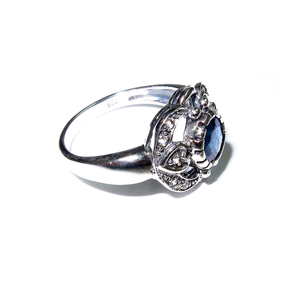 Statement Sapphire ring 925 sterling silver size 5 1/2, Handmade ring, single copy, 925 sterling silver, Natural Sapphire, gemstone