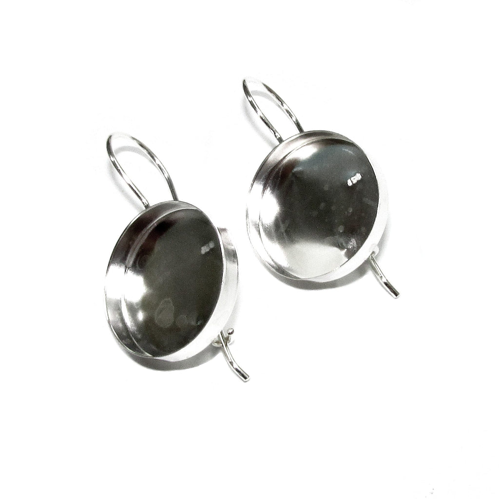 18 mm size 925 sterling silver blank earrings with bezel cup, setting, bezel cup, base earrings, jewelry making - 1 pair (2 pieces)