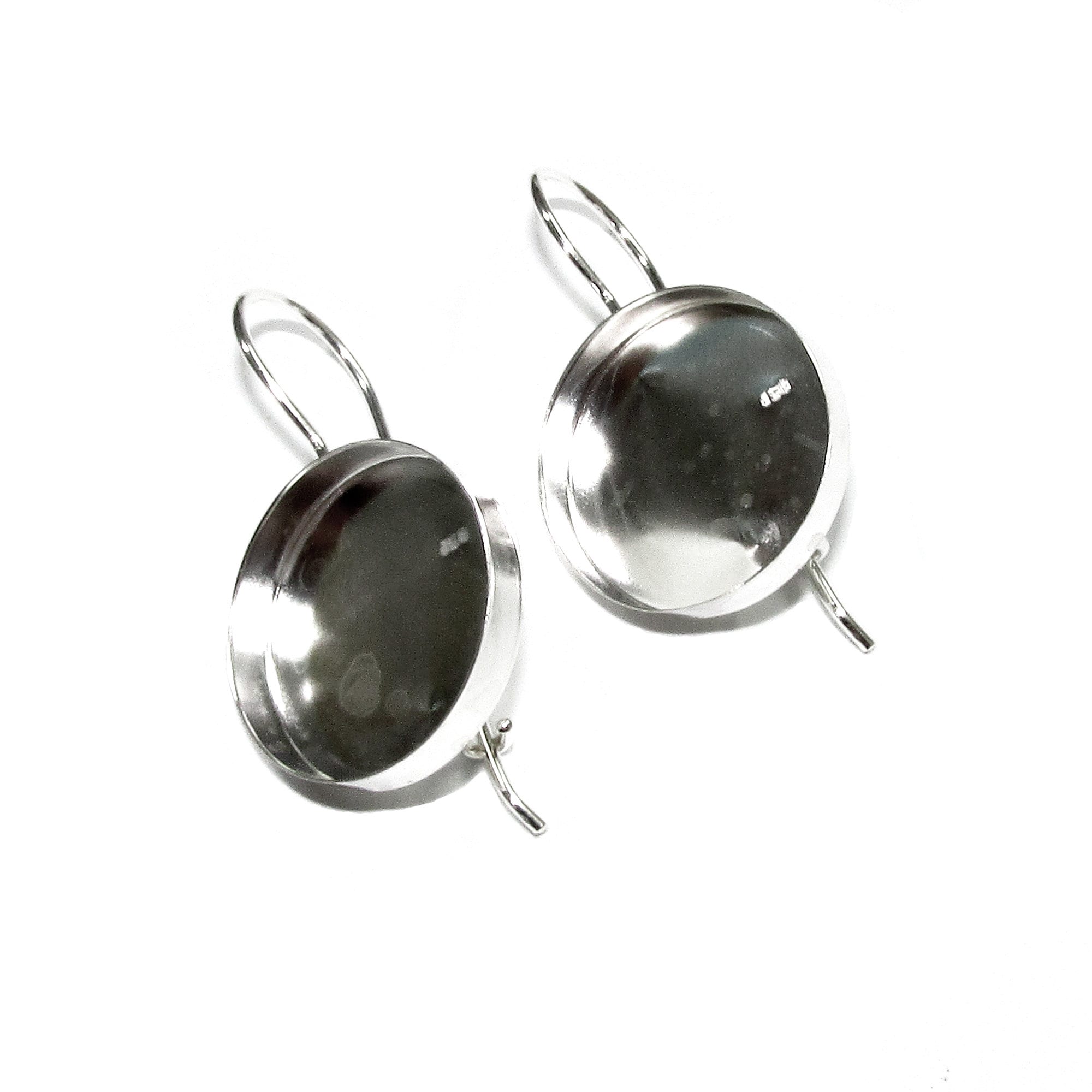 18 mm size 925 sterling silver blank earrings with bezel cup, setting, bezel cup, base earrings, jewelry making - 1 pair (2 pieces)