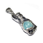 Aqua chalcedony blue pendant 925 sterling silver size 3.5x1.5 cm, single copy, Aqua chalcedony, Handmade pendant, Blue pendant, Chalcedony