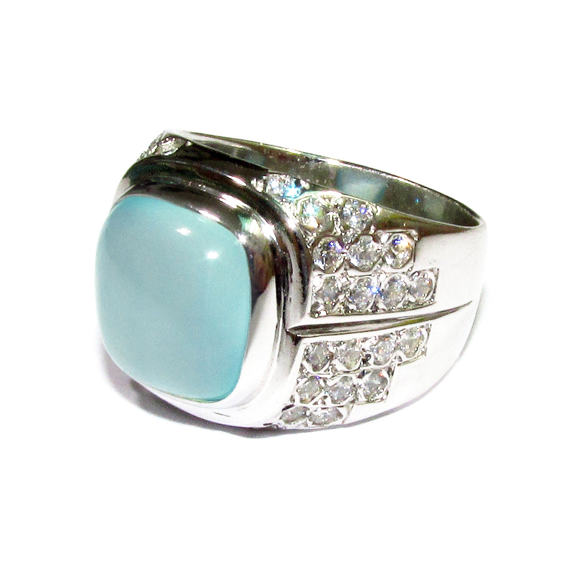 Statement Chalcedony ring 925 sterling silver size 9, Handmade ring, single copy, 925 sterling silver, Natural Aqua chalcedony, gemstone